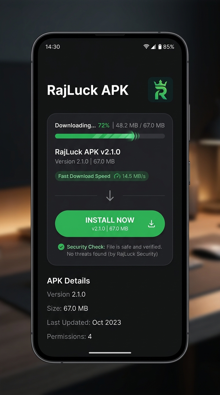 RajLuck APK Download process and installation screen